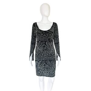 NAEEM KHAN RIAZEE BEADED COUTURE BLACK MINI DRESS